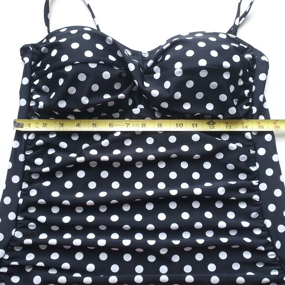 Collections by Catalina Tankini Swim Top Size L 12-14 Bandeau Black Polka Dot - Picture 7 of 8